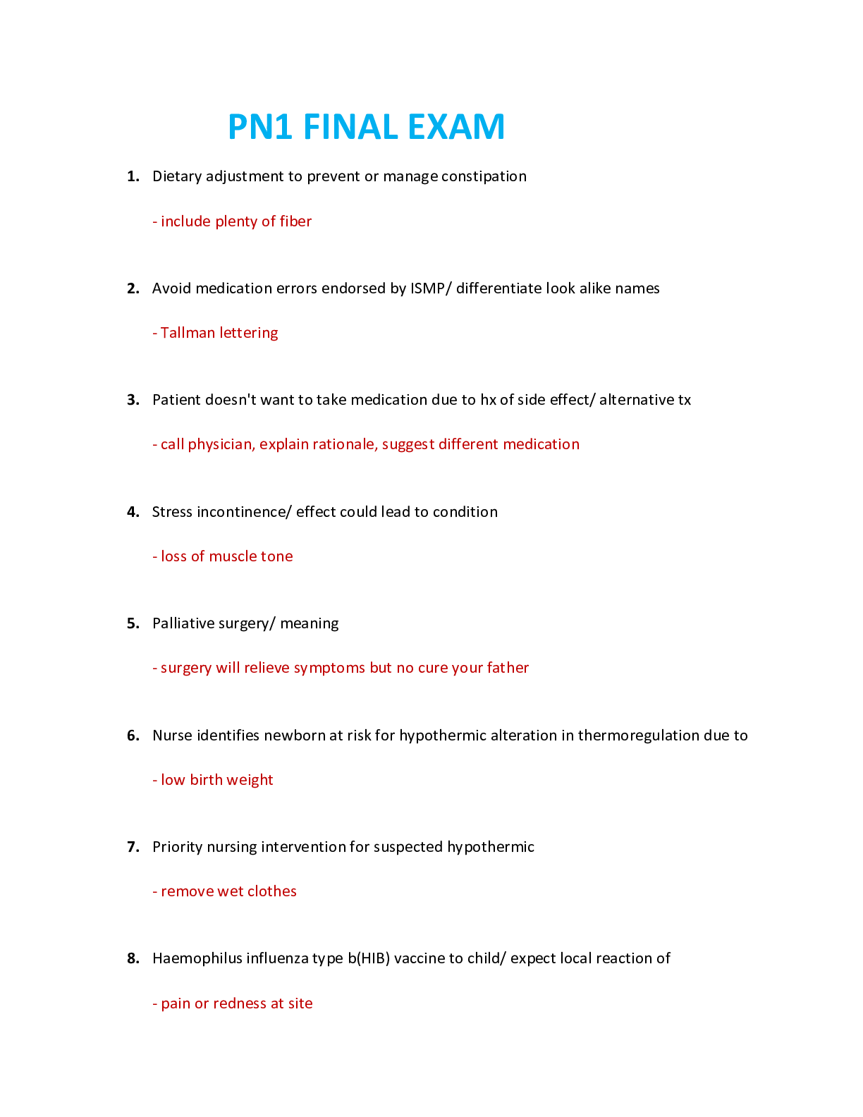 Preview image for NUR 2349 / NUR2349: Professional Nursing I / PN 1 Final Exam Review (Latest 2021/2022) Rasmussen